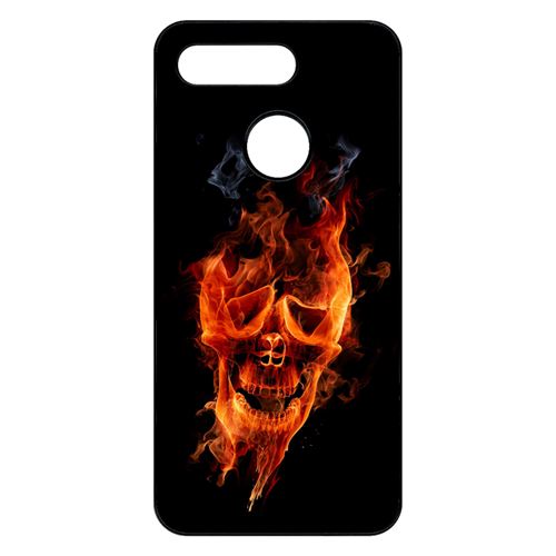 Coque My-Kase pour View 20 - crane en feu fire skull - Plastique Noir
