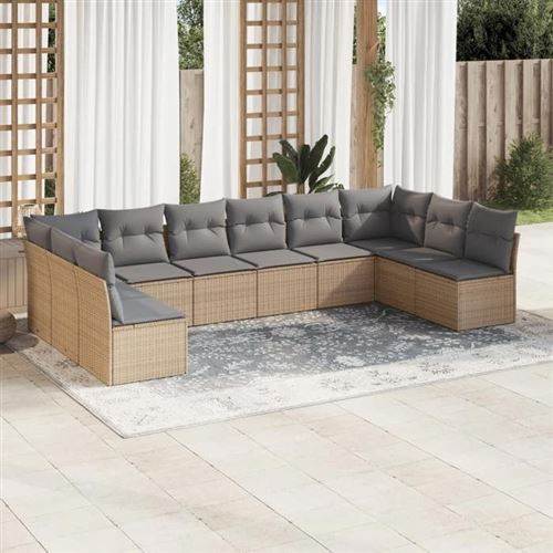 Non Communiqué Beige Salon De Jardin Modulable Vidaxl Rotin 10 Pieces 10 Personnes