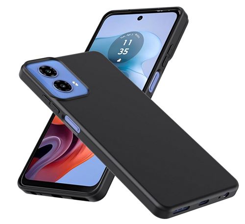 Coque pour Motorola Moto G34 5G - housse etui silicone gel fine + film ecran - NOIR - htdmobiles