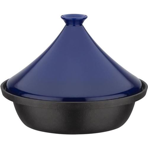 Tajine fonte massive - 30 x 22 cm - Couvercle céramique - Induction - Bleu