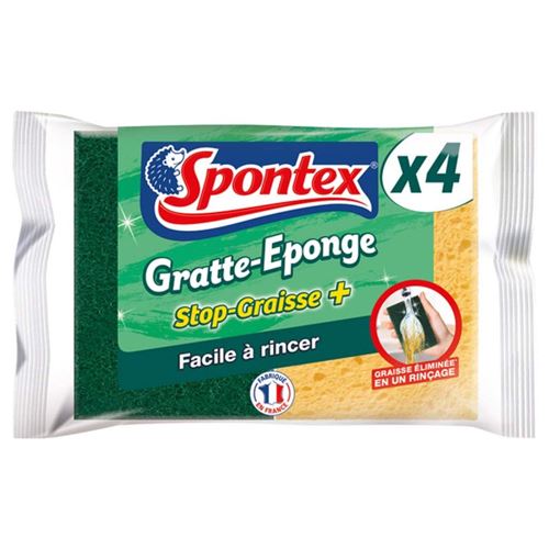Non Communiqué Vert Spontex - 4 Gratte-Eponge Stop-Graisse+