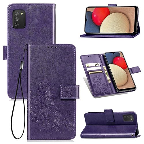 MPFRANCE Housse pour Samsung Galaxy A03S Violet [Fleur de Lys]
