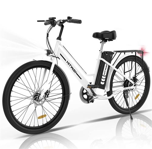 V&eacute;lo &eacute;lectrique 26 pouces - Moteur 250W,E-Bike avec Batterie au Lithium Amovible 36V 8,4Ah - Blanc