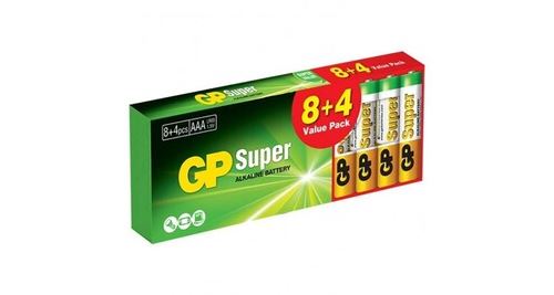 Gp - pack de 12 (8+4) piles lr03 aaa super alcaline