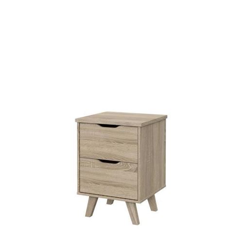 Chevet 2 tiroirs scandinave decor chene - L 45 - Pieds en massif - VANKKA