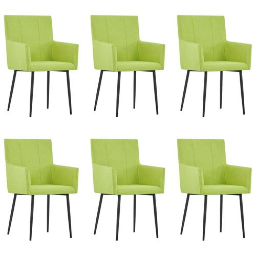 vidaXL Chaises de salle à manger avec accoudoirs 6 pcs Vert Tissu