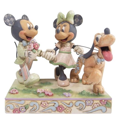 Enesco Figurine Collection Mickey, Minnie et Pluto White Woodland - Disney Traditions - 14 cm - Largeur 14 cm - Profondeur 12 cm