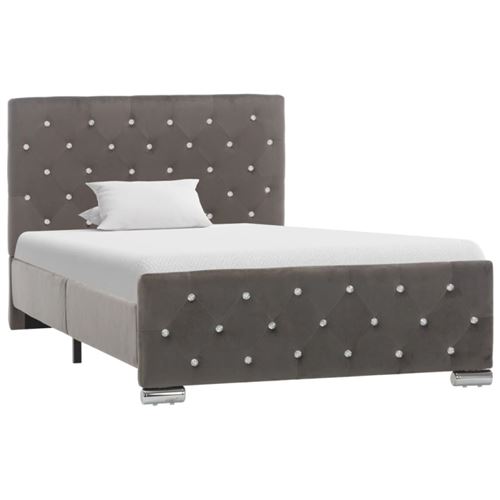 vidaXL Cadre de lit Gris Tissu 100 x 200 cm
