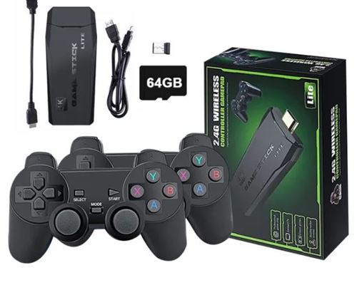 Console de Jeu Vidéo Portable HD 4K 64G avec 2 Manettes Sans Fil 2.4G 20000+ Types de Jeu Rétro Classique pour PS1-GBA