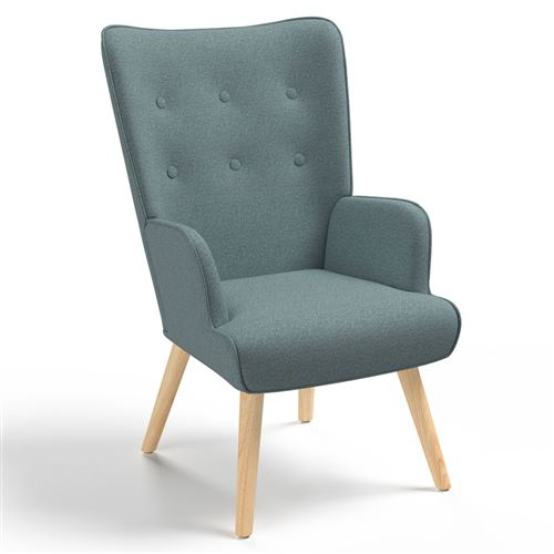 Fauteuil scandinave IVAR en tissu vert eucalyptus