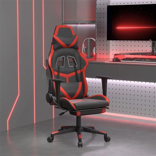 Vidaxl Noir/Rouge Chaise De Jeu Avec Repose-Pied Et Similicuir - Image 3