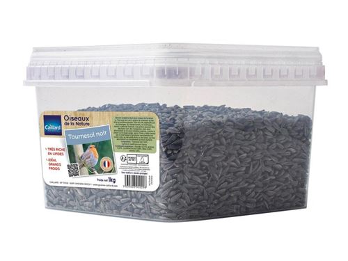 Seau tournesol noir 1kg pour oiseaux