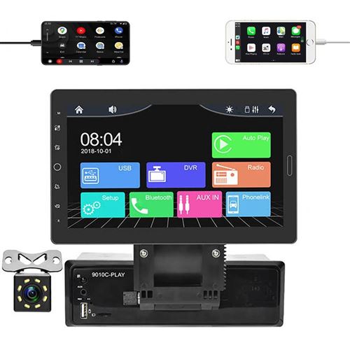 Autoradio 10.1 Pouces Écran Tactile HD Carplay Bluetooth USB FM Caméra Recul YONIS