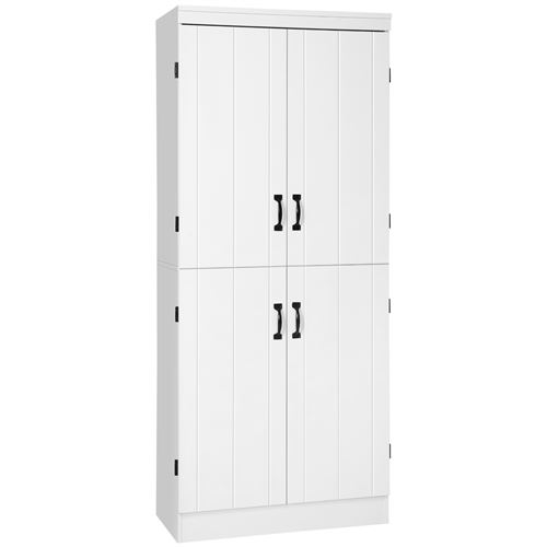 HOMCOM Mueble de cocina, aparador de comedor con 4 puertas y 6 estantes de almacenamiento, estilo moderno, 76x40x177 cm, Blanco