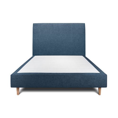 Sommeil De Plomb Bleu Lit 160X200cm Avec Tête De Lit Tapissier Tissu Et Sommier Tapissier - Hauteur Totale : 35Cm - Image 3