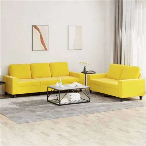 Non Communiqué Jaune Vidaxl Ensemble De Canapés 2 Pcs Clair Tissu