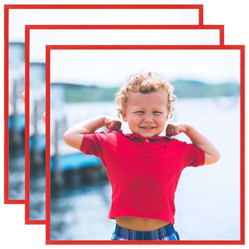 vidaXL Collage de cadres photo 3 pcs au mur table Rouge 20x20 cm MDF
