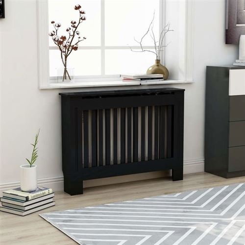 vidaXL Cache-radiateur noir 112x19x81,5 cm bois d'ingénierie