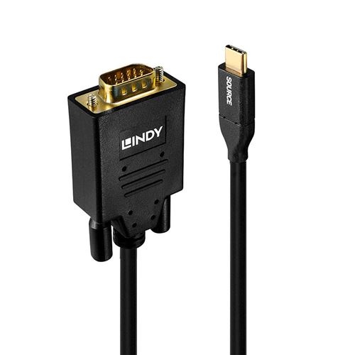 Lindy - Adapterkabel - USB-C male naar HD-15 (VGA) male - 3 m - zwart - rond, ondersteuning 1080p
