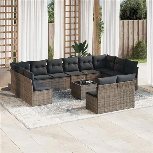 Non Communiqué Gris Salon De Jardin Modulable Vidaxl Rotin 13 Pieces 12 Personnes