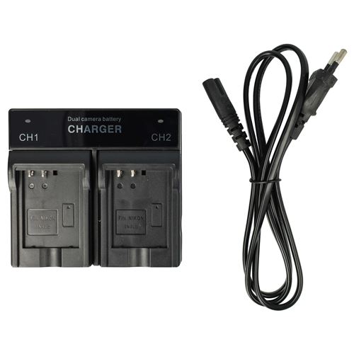 Vhbw Chargeur double compatible avec Nikon Coolpix S1000, S1000pj, S1100, S1100pj, P340 caméra caméscope action-cam - Station, témoin de charge