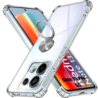 Coque Silicone pour Xiaomi Redmi Note 13 Pro 5G (pas pour 4G), Protection Transparent avec Anneau Support Argenté - BOOLING - 1