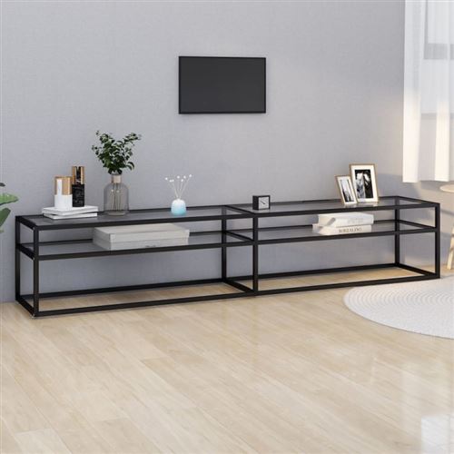 vidaXL Meuble TV Transparent 220x40x40,5 cm Verre trempé