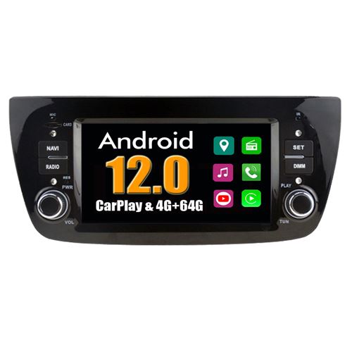 Autoradio CarPlay Multimédia RoverOne Android 4Go RAM 64Go ROM GPS pour Fiat Doblo 2010 - 2015