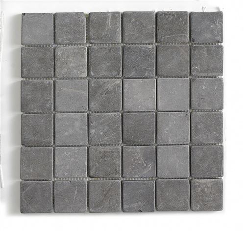 Carrelage de mosaïque/ Plaque mosaïque mur et sol en marbre naturel coloris gris - 30 x 30 cm - PEGANE -