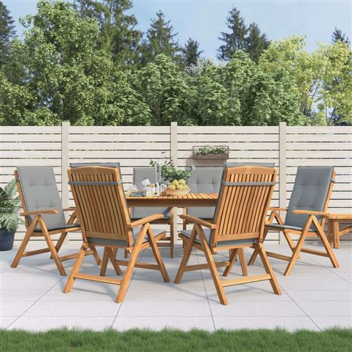Non Communiqué Gris Lot De 6 Chaise Vidaxl H. 104 Cm Pliable En Teck Exterieur