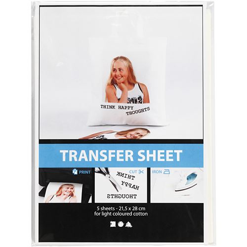 Papier transfert textile clair x5 - Clairefontaine