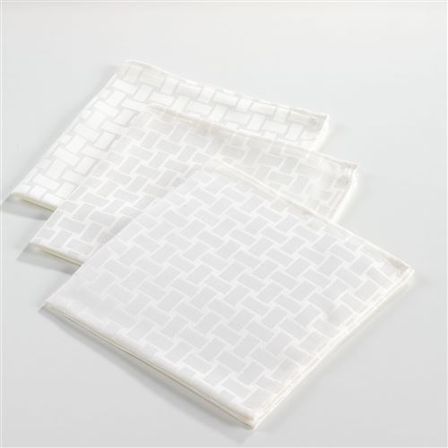 3 serviettes de table 40 x 40 cm jacquard damasse maillon Naturel