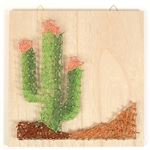 Kit Graine Créative tableau cactus string art carré en bous 22 x 22 x 9 cm