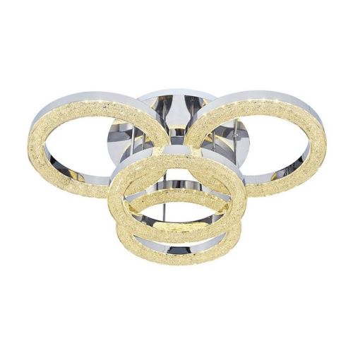HOMEMANIA Lampe de Plafond Galya2 Plafonnier - Murale - Chrome en Métal, 56 x 56 x 17 cm, 4 x LED, 12W, 5040LM, 4200K Lumière Blanc Naturel