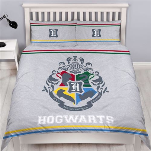 Harry Potter - Parure de Lit Enfant double Blason Poudlard - Housse de Couette