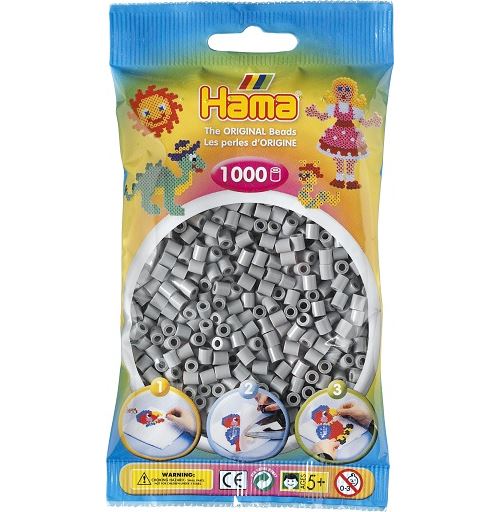 Sachet de 1000 perles a repasser hama midi gris - loisirs creatifs - 207-17