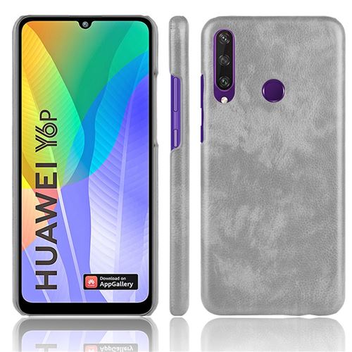 Coque en TPU + PU texture de litchi gris pour votre Huawei Y6p