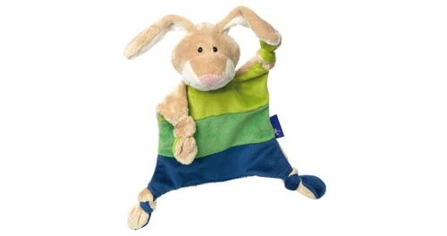 sigikid, Garçon, Doudou Chiffon Lapin, Blue Collection, Bleu/Vert, 41839