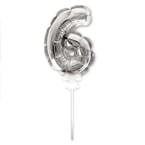 ballon argent gâteau - chiffre 6