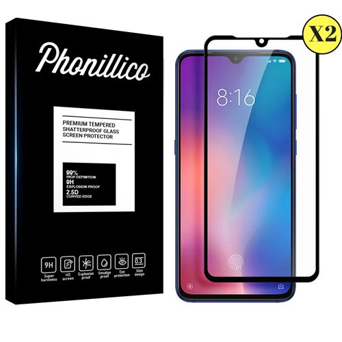 Verre Trempe pour Xiaomi MI 9 [Pack 2] Film Transparent Bord Noir Vitre Protection Ecran Phonillico®