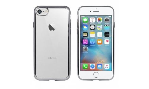 Coque souple pour iPhone 7 gris foncé et dos transparent