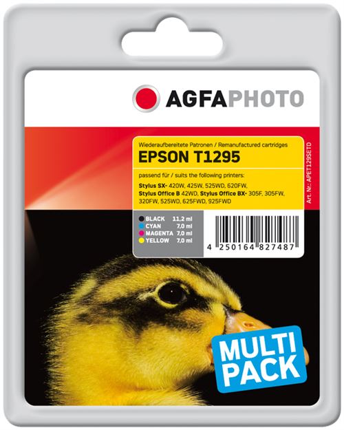 Compatible Avec Epson T1295 (c13t12954012) Agfa Photo Apet129setd Multipack Noir / Cyan / Magenta / Jaune