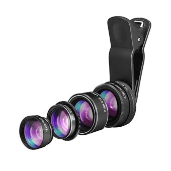 Kit Objectif 7 En 1 Pour Téléphone - Fisheye 198°, Grand Angle 0.63X, Macro 15X, Télé 2X, CPL, Kaléidoscope, Starburst - Pour IPhone, Android