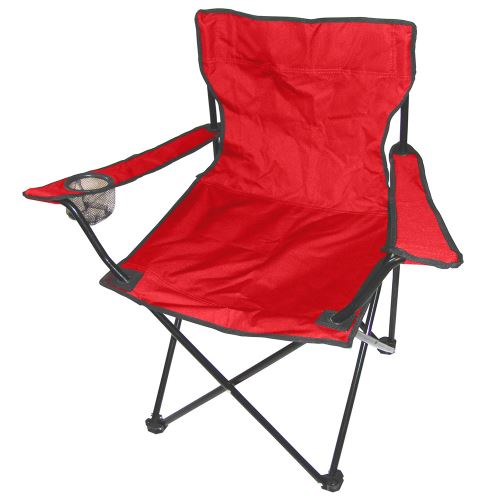 Chaise de Camping Pliable avec Porte Boisson et Sac de transport Rouge/Noir 50*50*80 cm