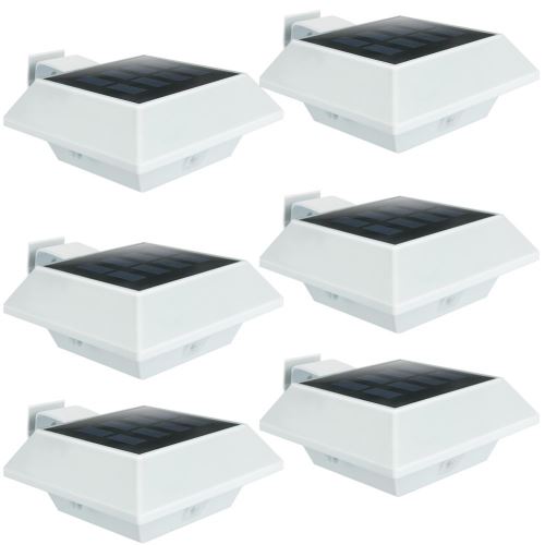 [6 Pack] 12SMD LEDs Lampe solaire gouttière extérieur Lampe murale en blanc chaud lumière solaire pour jardin, terrasse, Aviation voie, Gares, traufen
