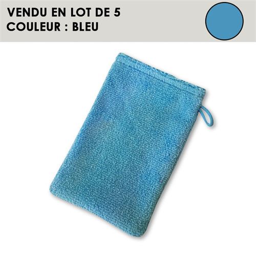 Gant de toilette bleu 15x21cm (Lot de 5) - CEDOO