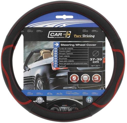Race Sport housse de direction de voiture 37 - 39 cm PVC noir/rouge