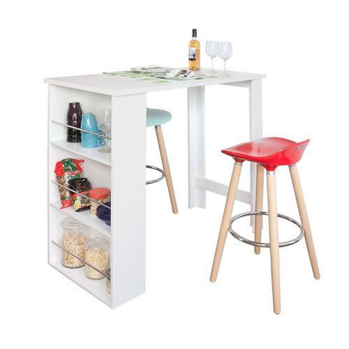 Sobuy Fwt17 W Table Haute De Bar Mange Debout Cuisine Avec Rangements Blanc Achat Prix Fnac