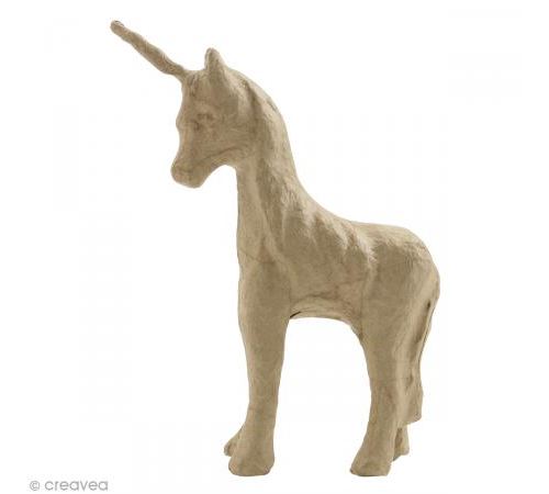 Licorne en papier m&acirc;ch&eacute; - 14 cm - D&eacute;copatch - couleur variant