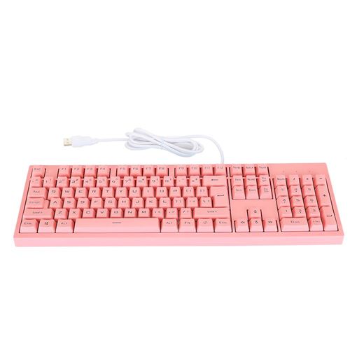 Clavier de jeu ergonomique filaire avec touches PBT K616 104 touches (rose)
